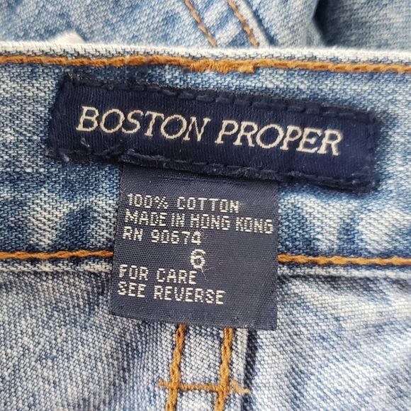 Boston Proper VTG Floral Embroidered Denim Shorts Size 6 Festival Boho Cut Off - Picture 9 of 9